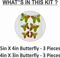 Green & Orange Butterfly Decor Stickers- 1 Set