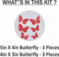 Red Butterfly Party Decor Stickers- 1 Set