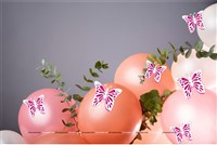 Silver and Pink Butterfly Party Decor Stickers- 1 Set