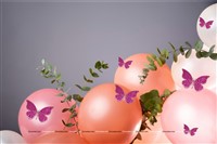 Dark Pink Butterfly Party Decor Stickers- 1 Set