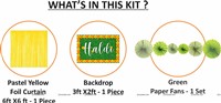 Haldi Foil Kit with Backdrop and Green Paper Fans