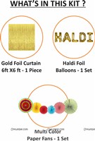 Haldi Foil Balloon and Paper Fan Curtain Kit