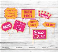 Haldi Foil Balloon and Paper Fan Curtain Kit with Photo Props