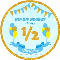 Half Birthday Backdrop ( Blue )