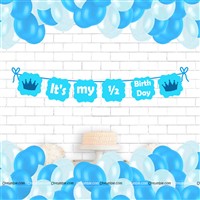 Half Birthday Balloon Banner Kit for Six Month Babies, Blue