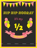 Girl Half Month Birthday Poster Pink