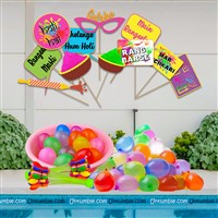 Holi Photo Props with 111 Balloons (Pack of 122)