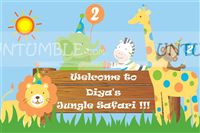 Backdrop - Jungle Safari Theme Twins Birthday Party 