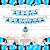 Littleman Theme Bunting , Topper and Balloons 