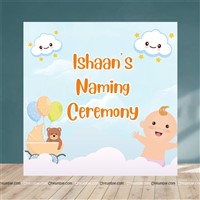Blue Teddy Naming Ceremony Backdrop