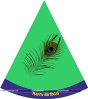 Peacock feather printed hat (Set of 6)