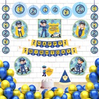 Police Theme Paper Fans Kit 