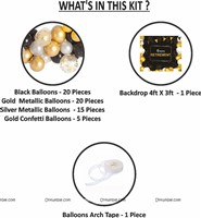 Black and Gold Retirement Balloon Arch Kit 