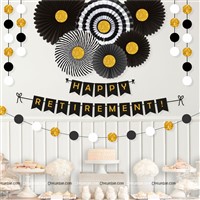 Retirement Black and Gold Kit with Paper Fans