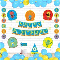 Robot theme Super saver birthday decoration kit (Pack of 58 pieces)