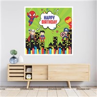 Super Hero Theme Green Background Backdrop 4 feet x 4 feet, Pack of 1