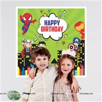 Super Hero Theme Green Background Backdrop 4 feet x 4 feet, Pack of 1