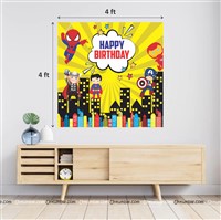Super Hero Theme Yellow Background Backdrop, Pack of 1