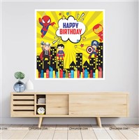Super Hero Theme Yellow Background Backdrop, Pack of 1