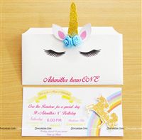 Gold Unicorn horn Invitations