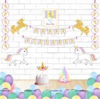  Unicrorn Super saver birthday decoration kit (Pack of 58 pieces)