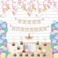 Unicorn  Theme Swirls and Toppers Kit