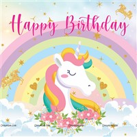 Unicorn Theme Backdrop 4 feet x 4 feet, Pack of 1