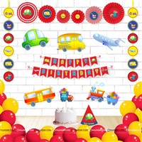 Vehicles theme Paper Fan Party Kit