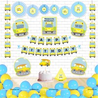 Wheels on the Bus theme Paper Fan Party Kit