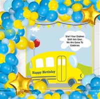 Backdrop Kits - Wheels on a bus birthday party supplies | School Bus theme