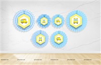 Wheels on a Bus Theme Paper fan Decorations