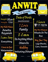 Chalkboard posters - Wheels on a bus birthday party supplies | School Bus theme